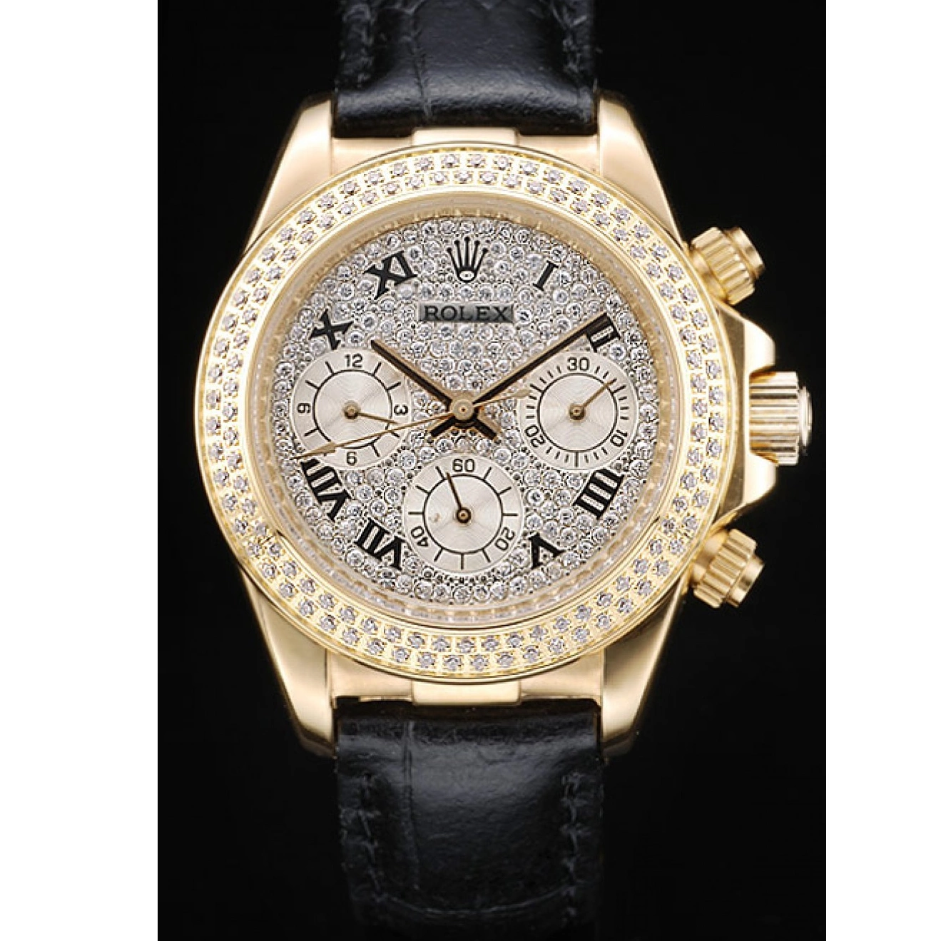 MiroTime 0717 Rolex Daytona Lady Gold Case Crystal Studded Bezel Crystal Studded Dial 98238